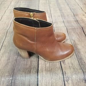 Diba True Womens Boots Size‎ 7 Brown Ankle 3.25" Heel Side Zip Block Heel
